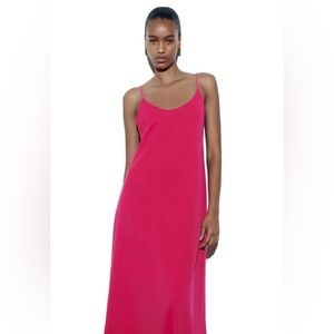 Zara barbie pink cami midi dress